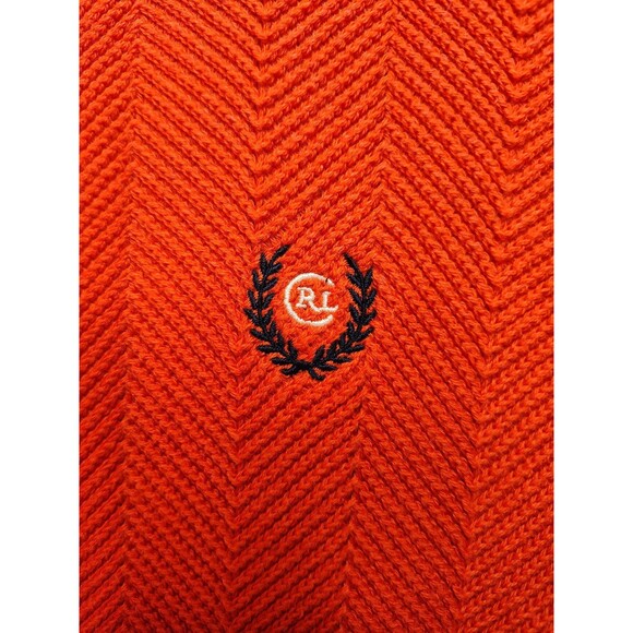 Men's Ralph Lauren Chaps Hand Framed Knit Sweater Medium Orange Cotton - Picture 4 of 5